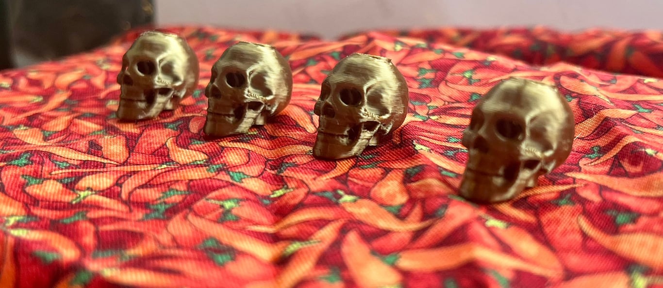 Gothic Gold Skull Hoodie Beads - Pull Cord Charms Set of 4 (2 Pairs)