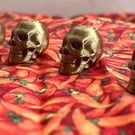 Gothic Gold Skull Hoodie Beads - Pull Cord Charms Set of 4 (2 Pairs)