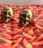 Gothic Gold Skull Hoodie Beads - Pull Cord Charms Set of 4 (2 Pairs)