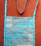 Lightweight green and white patchwork tote bag with internal pockets - Image 2