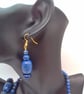 Chunky Lapis Lazuli Necklace with Gold Plated Leaf Clasp Bracelet and Earrings  - Image 9
