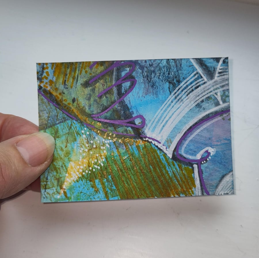 ACEO Original Painting Blue Lace Series Entry Level Collection