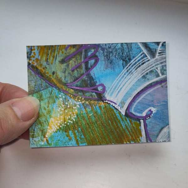 ACEO Original Painting Blue Lace Series Entry Level Collection