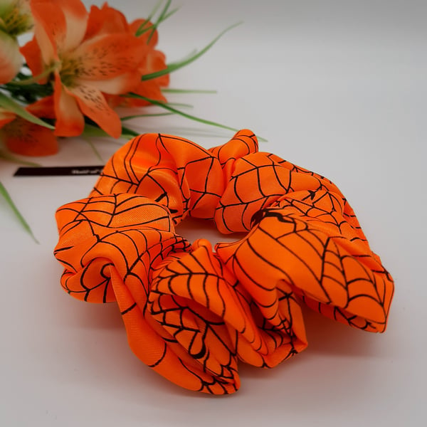 Scrunchie in orange spider fabric,  3 for 2 offer.