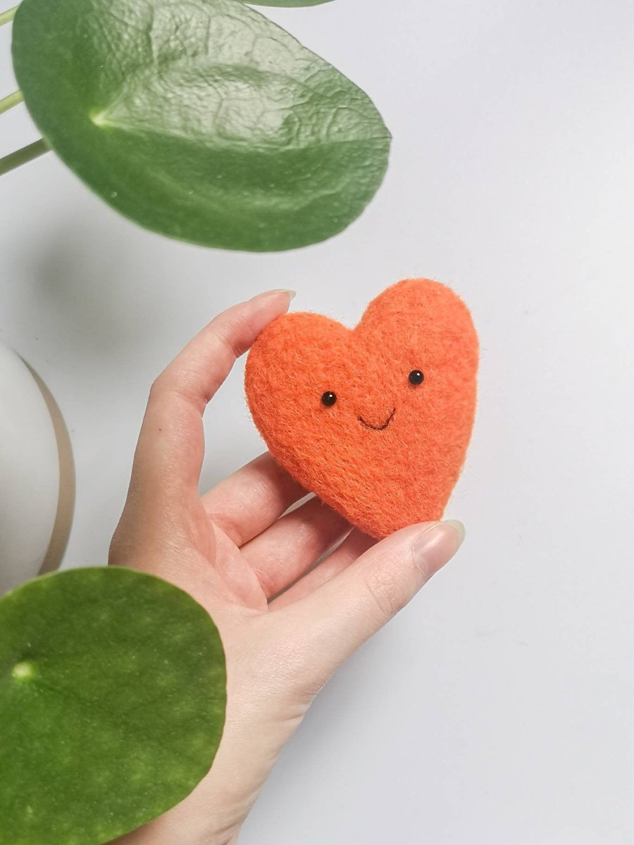 Smiling Sweetheart - Needle Felted Handmade Smile Heart Hanging Decoration Car