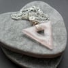 Rose Quartz Triangle Shaped Wire Wrapped Pendant
