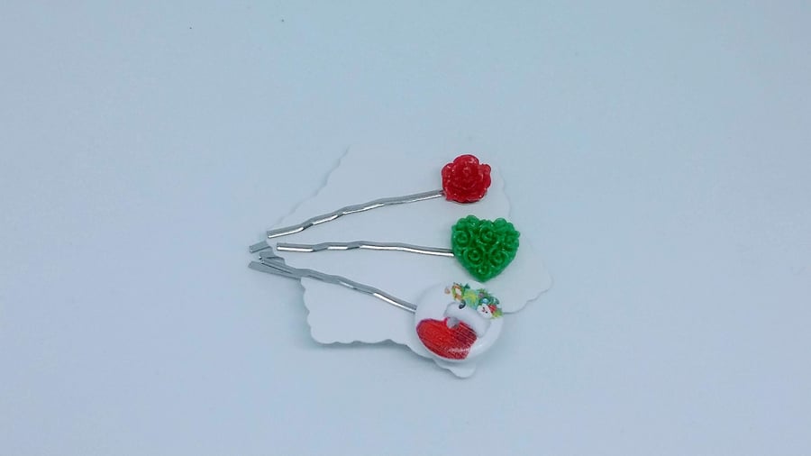 Christmas hair clips bobby pins SALE