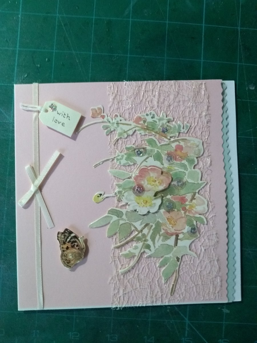 Floral with love decoupage birthday card
