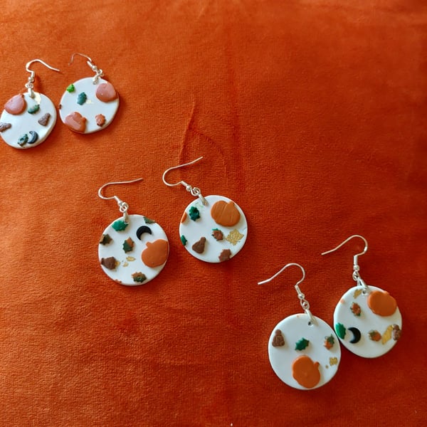 large autumn pumpkin dangle earrings 