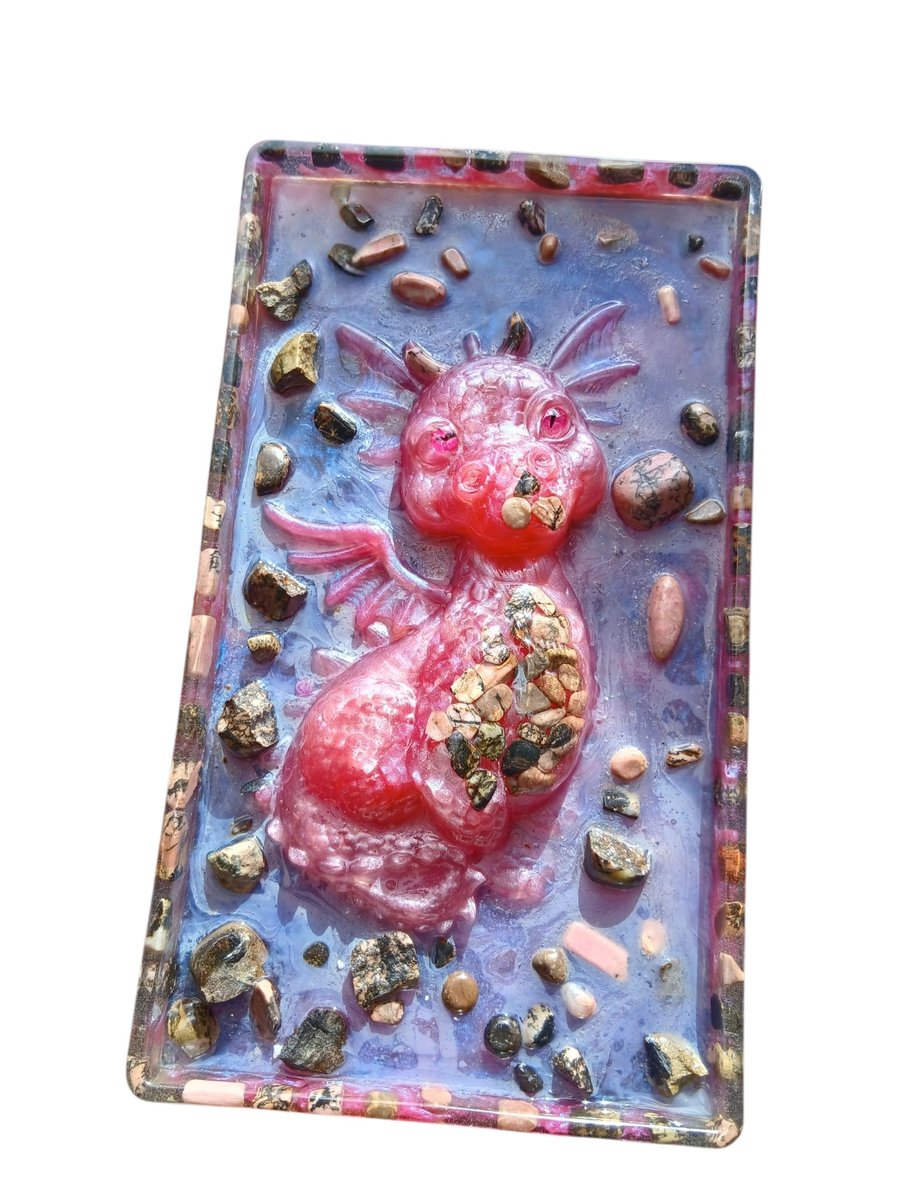 Rhodonite Heartfire Dragon Sculpture 30cm Guardian of Magick  