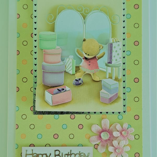 Teddy Bear Decoupage Birthday Card