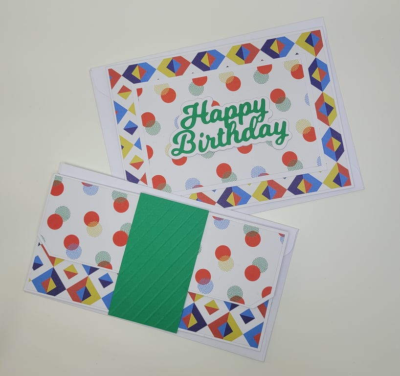Birthday Card with Matching Money Envelope or Gift Card Holder - Bold Geometric