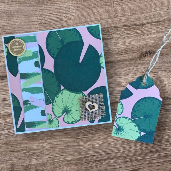 Claude Monet inspired blank greetings card and gift tag for a special occasion 