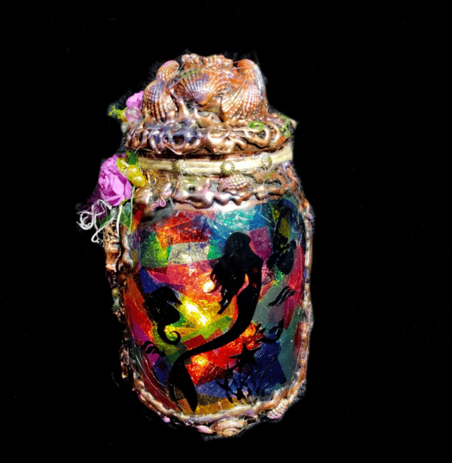 In the Deep Blue Sea Fantasy Jar OOAK Handcrafted