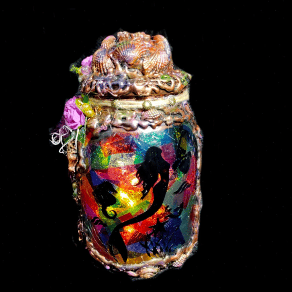 In the Deep Blue Sea Fantasy Jar OOAK Handcrafted