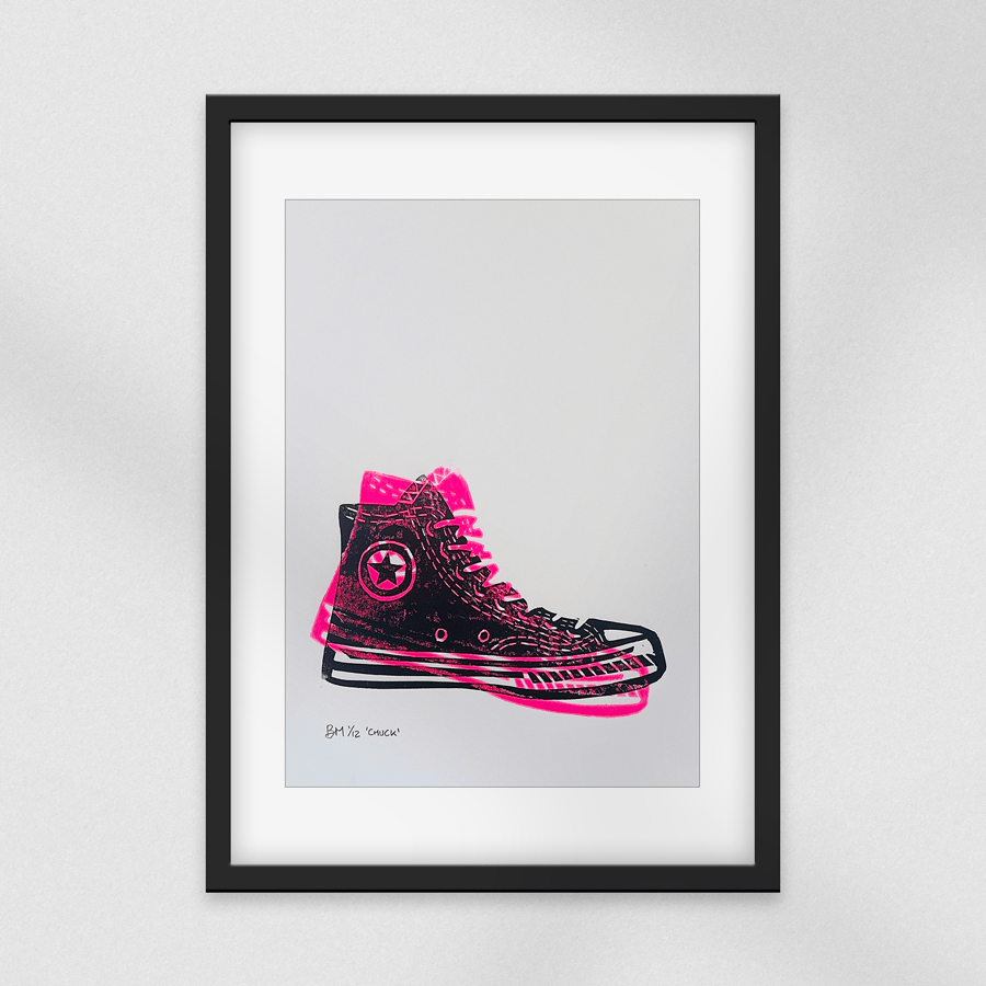 Chuck Taylor Converse Lino Print - Limited Edition Neon Sneaker Art