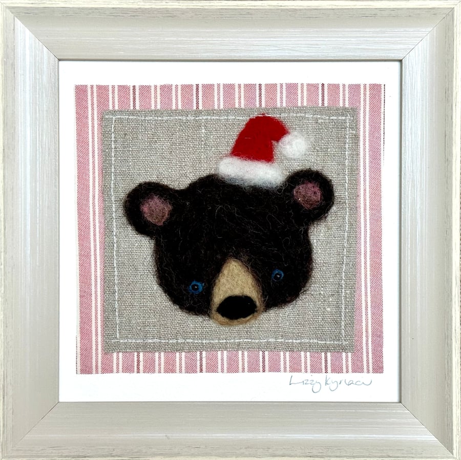 Needle Felt Framed Winter Bear
