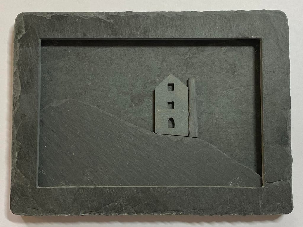 Tiny Cornish Engine House framed in Slate