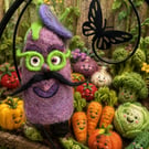 Needle Felted Aubergine, Felted Vegetable, Wool Aubergine 