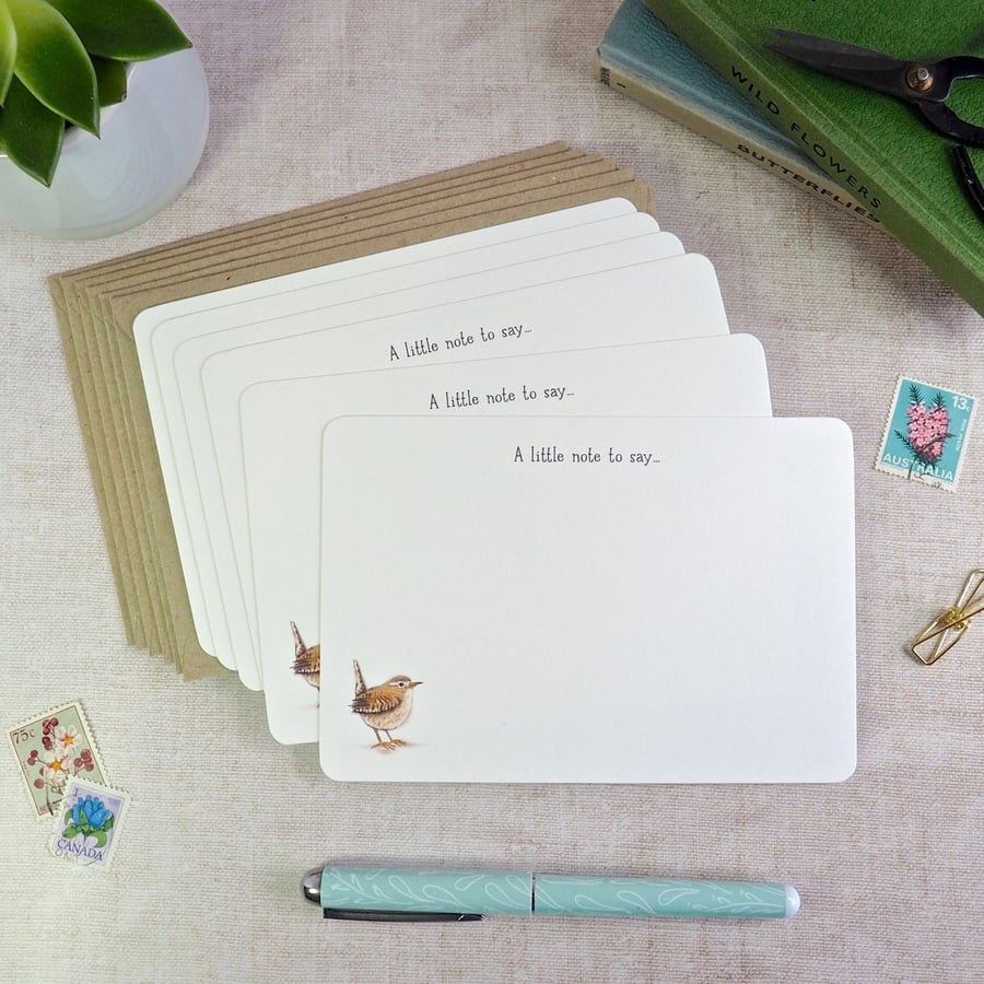 Image of Set of 6 Little Wren Large Notecards 