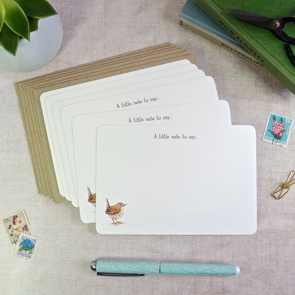 Set of 6 Little Wren Large Notecards 
