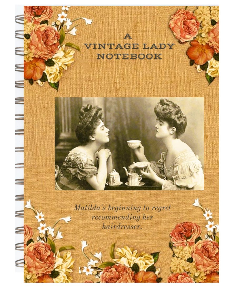 LUXURY NOTEBOOK Vintage Style, A5, Spiralbound flat-lie for writing or sketching