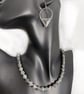 Frosted black labradorite and silver bead necklace, adjustable length - Image 2