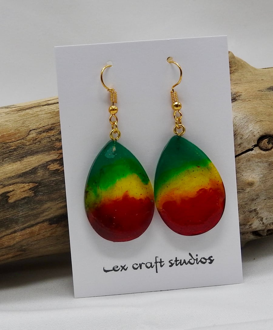 rasta colours dangle earrings