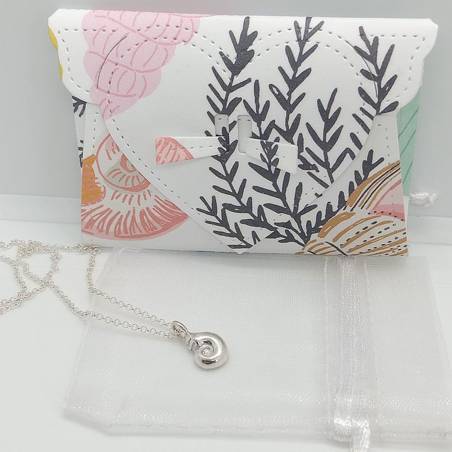 Fine Silver Ammonite Pendant handmade gift for her ready to post