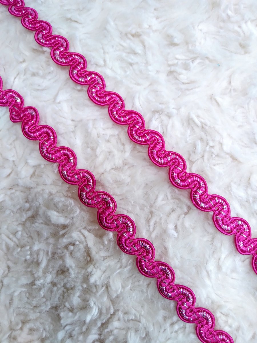 2 metres 1 cm wide woven glitzy cerise craft trim for sewing and crafting