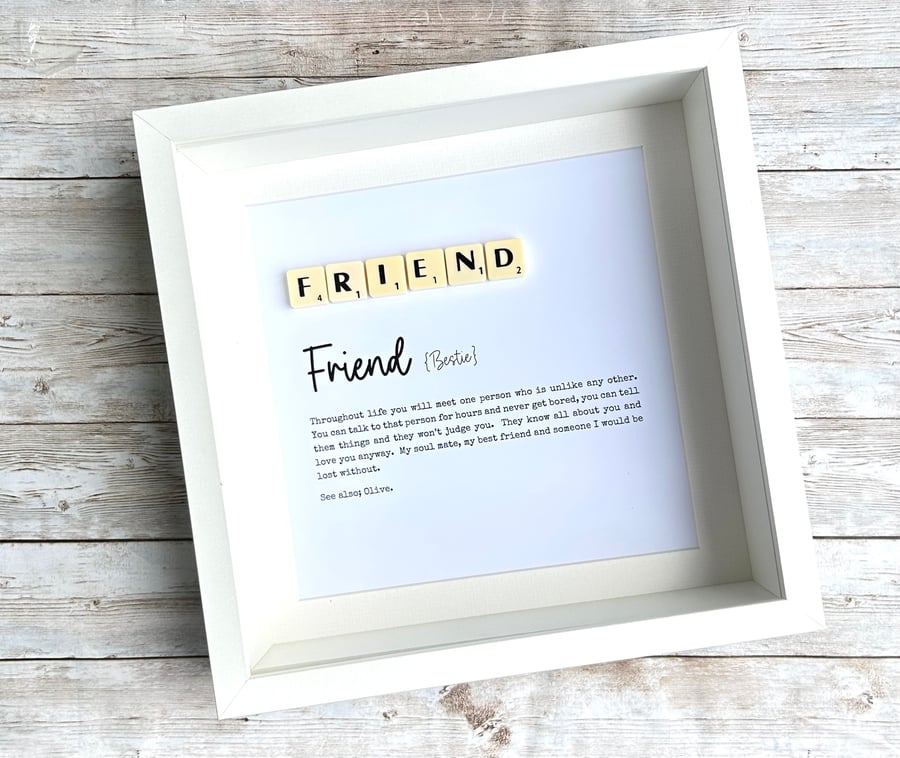 Friend Friendship Scrabble Minifigures Frame Personalised 