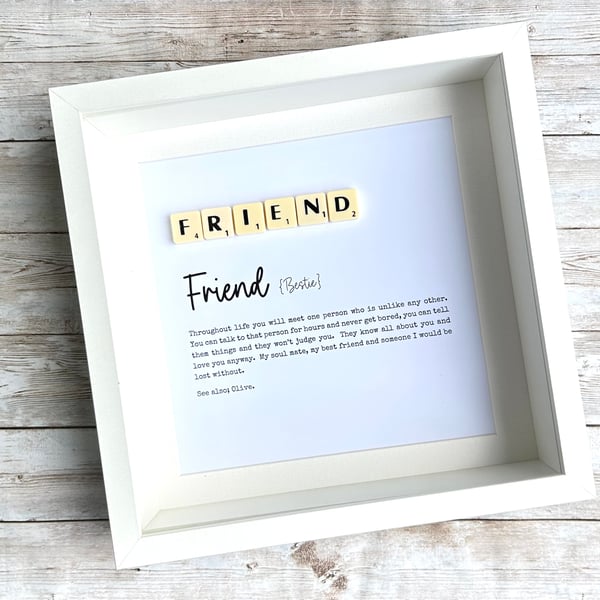 Friend Friendship Scrabble Minifigures Frame Personalised 