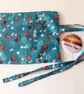 Green Cat roll up pencil case for kids, cats cotton fabric Perfectly Imperfect - Image 5