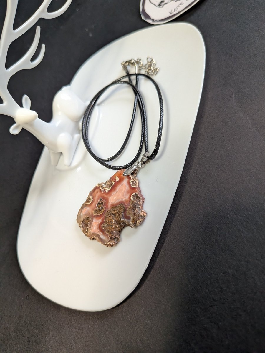 Natural agate slice necklace