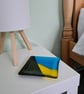 Yellow, blue and sparkly fused glass dish. - Image 4