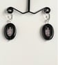 Black Agate, Crystal Sterling Silver Earrings  - Image 1