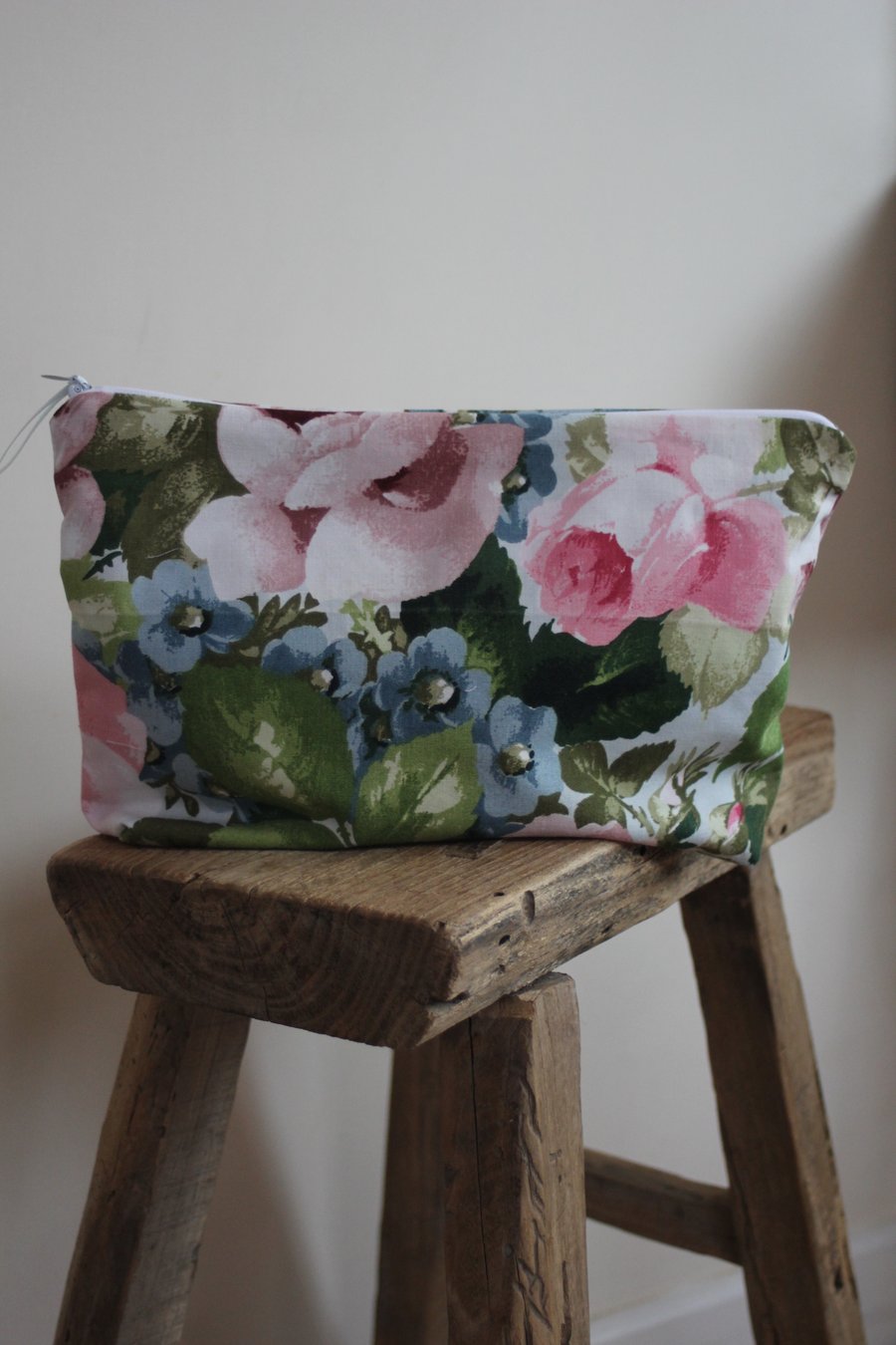 Vintage floral zip up pouch made from Sanderson Ischia fabric - postage inc