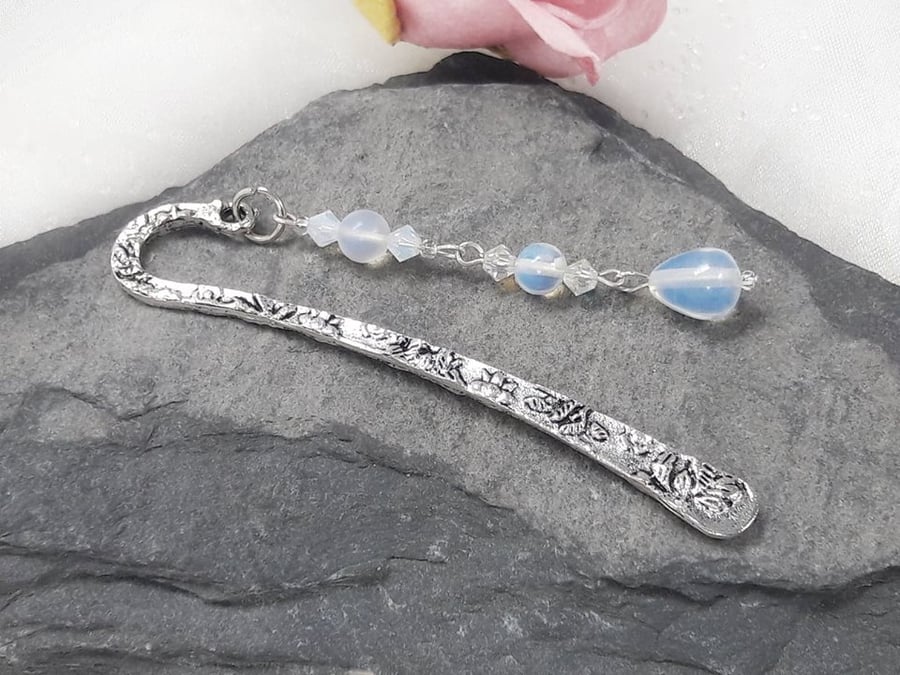 SALE Moonstone Opalite and crystal bookmark 