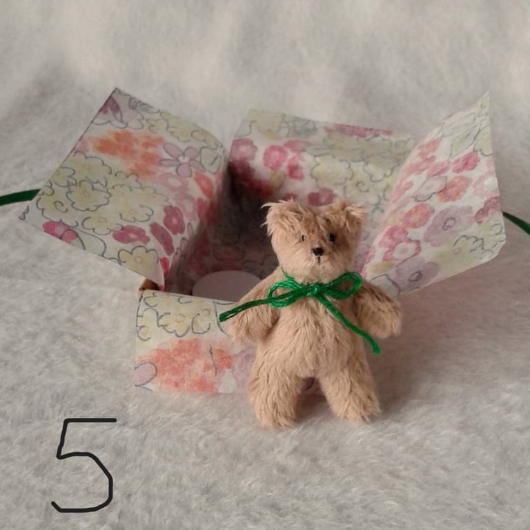 Tiny ted in a box, letterbox gift 'random act of tiny furry kindness'