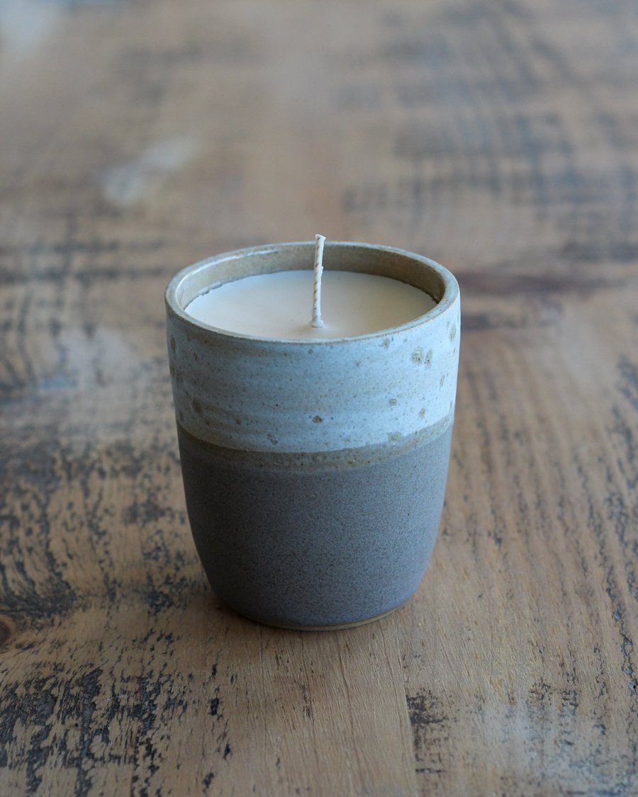 Scented Soy Candle - Hand Poured - Handmade Candle in Ceramic Pot - Ocean Scent