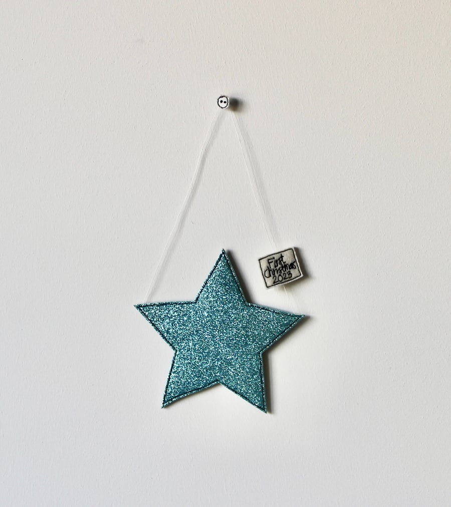 'First Christmas 2023' Blue Star - Hanging Decoration