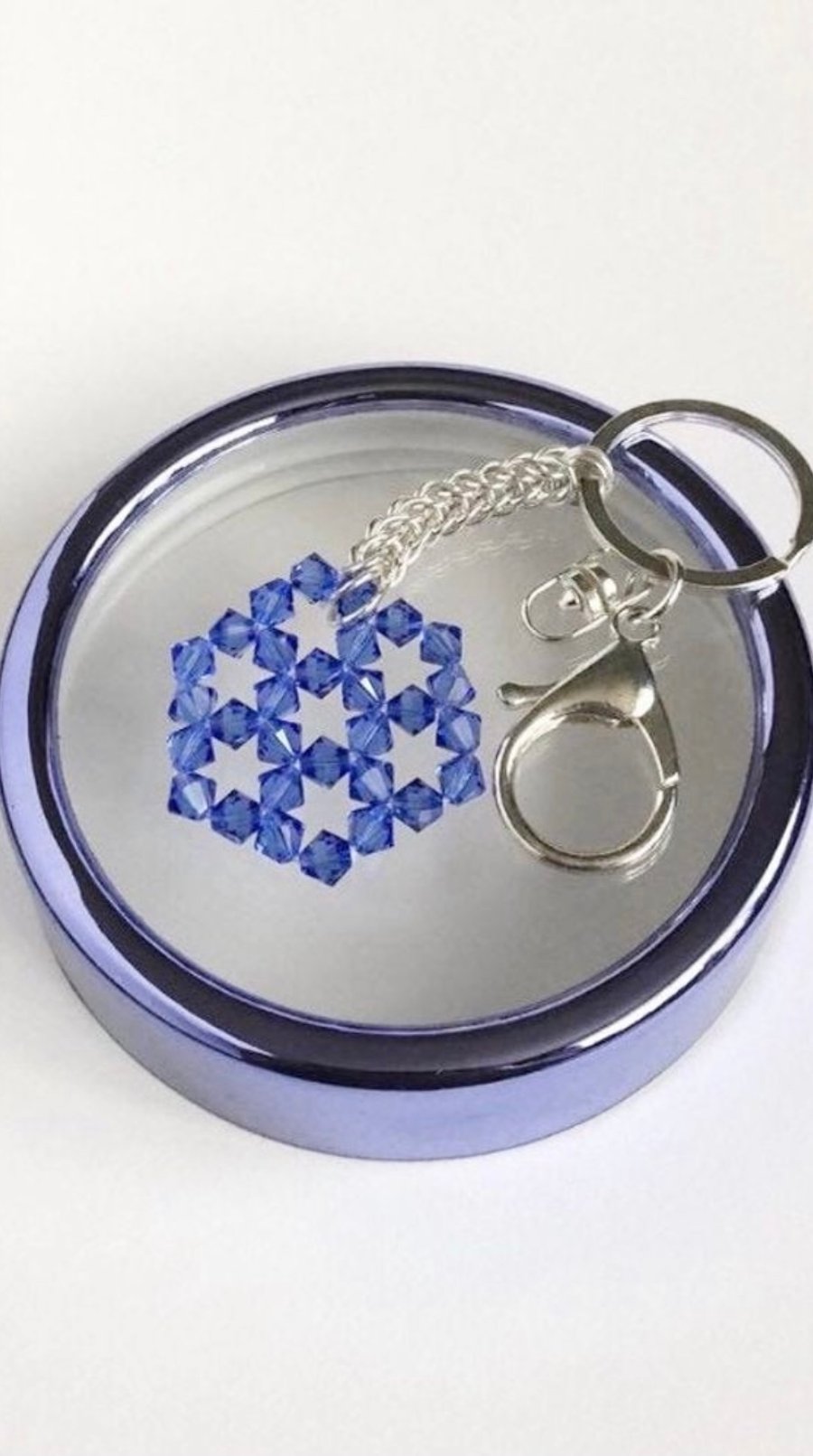 Hexagonal Blue Swarovski Crystal Handbag Charm