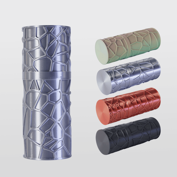 Unique & Tough Sunglasses Case.  Screw top, hard-shell with a rubber interior.