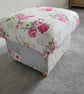 Patchwork Fabric Adult Chair & Footstool Armchair Pink Floral Blue Green  - Image 8