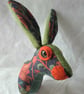 Faux hare head wall mount in William Morris fabric - Image 3
