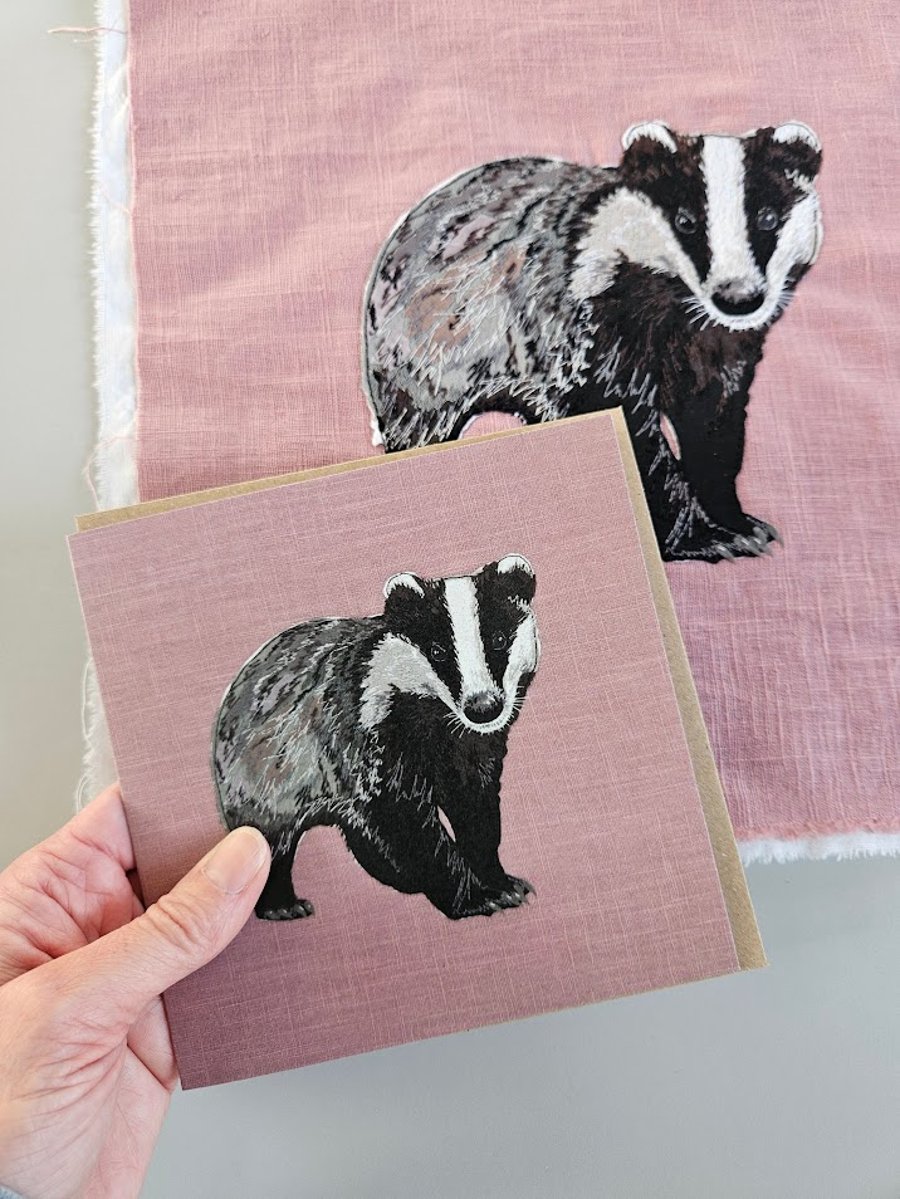 Badger card, blank card, printed card for badger and animal lovers