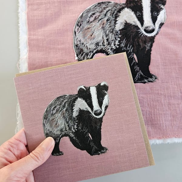 Badger card, blank card, printed card for badger and animal lovers