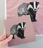Badger card, blank card, printed card for badger and animal lovers