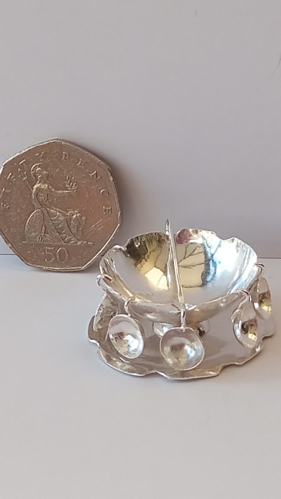 1:12 handmade Silver Punchbowl set