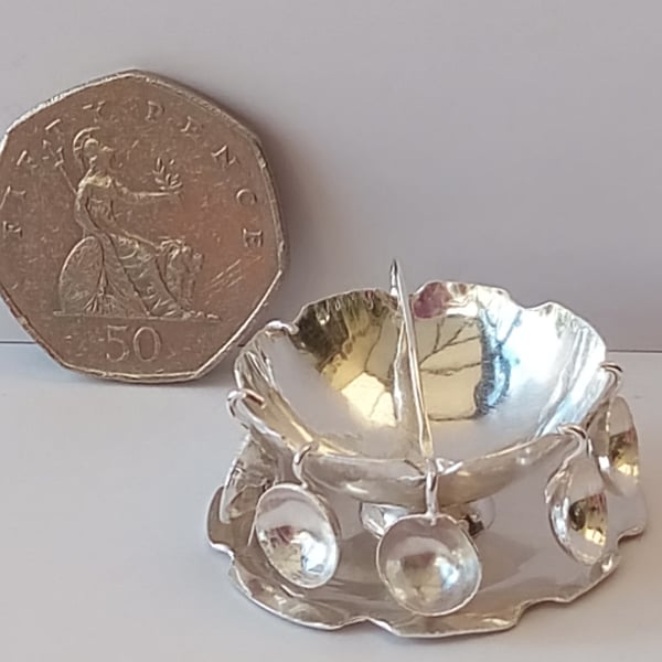 1:12 handmade Silver Punchbowl set